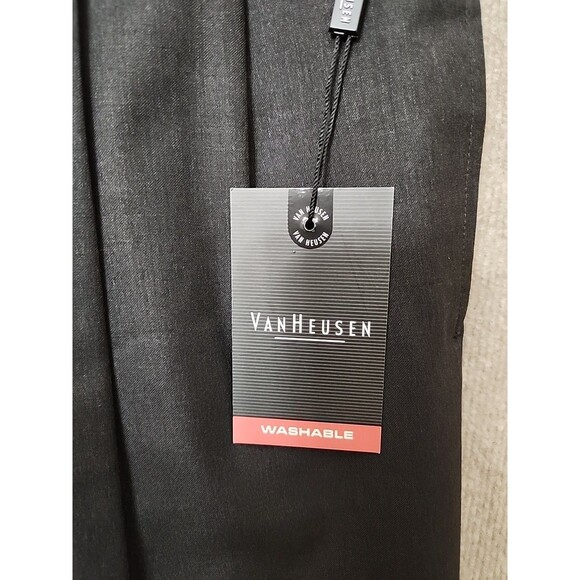 Van Heusen Dress Pants Mens 36x29 Charcoal Gray Pleated Cuffed NEW - Picture 4 of 10
